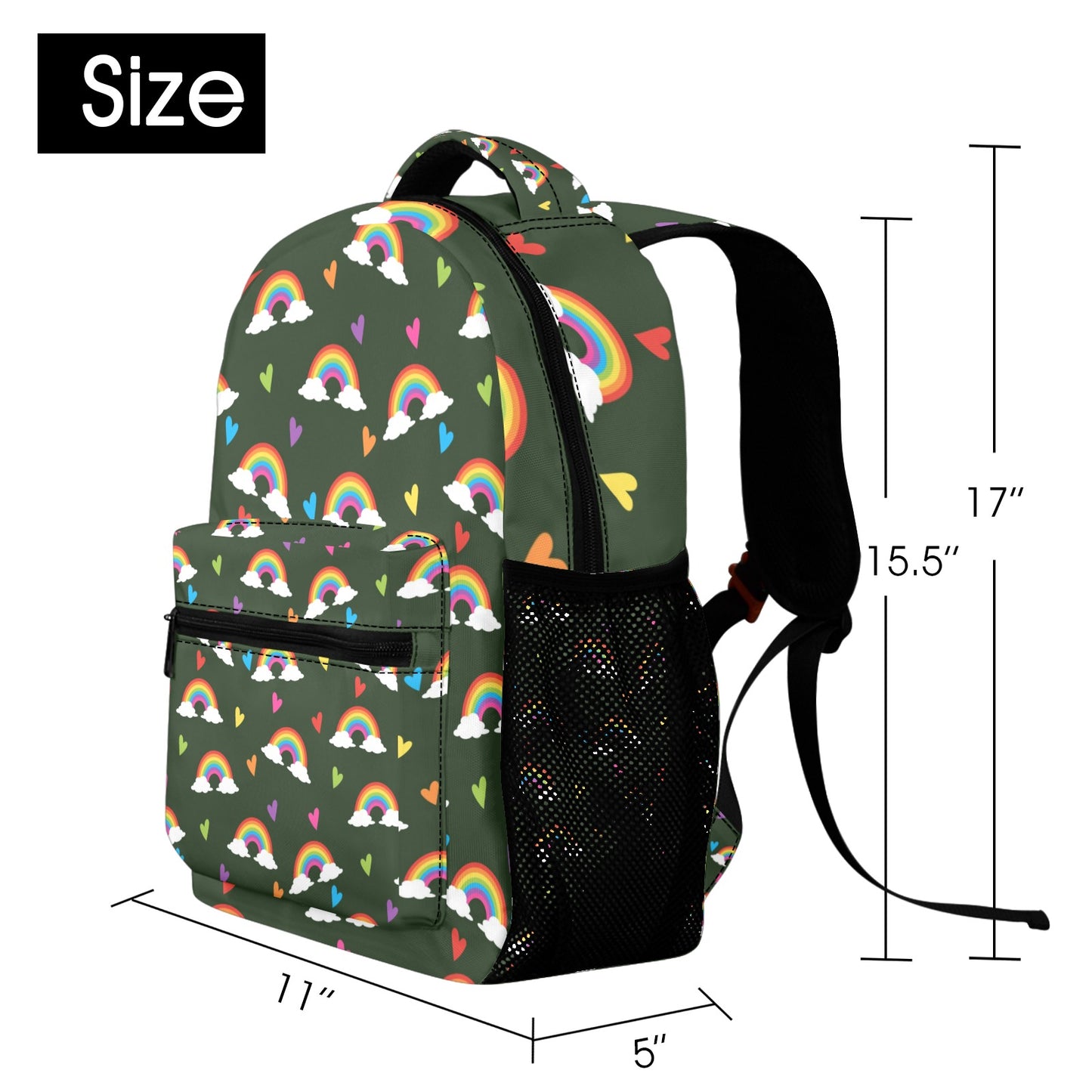 Rainbow Hearts Casual Backpack