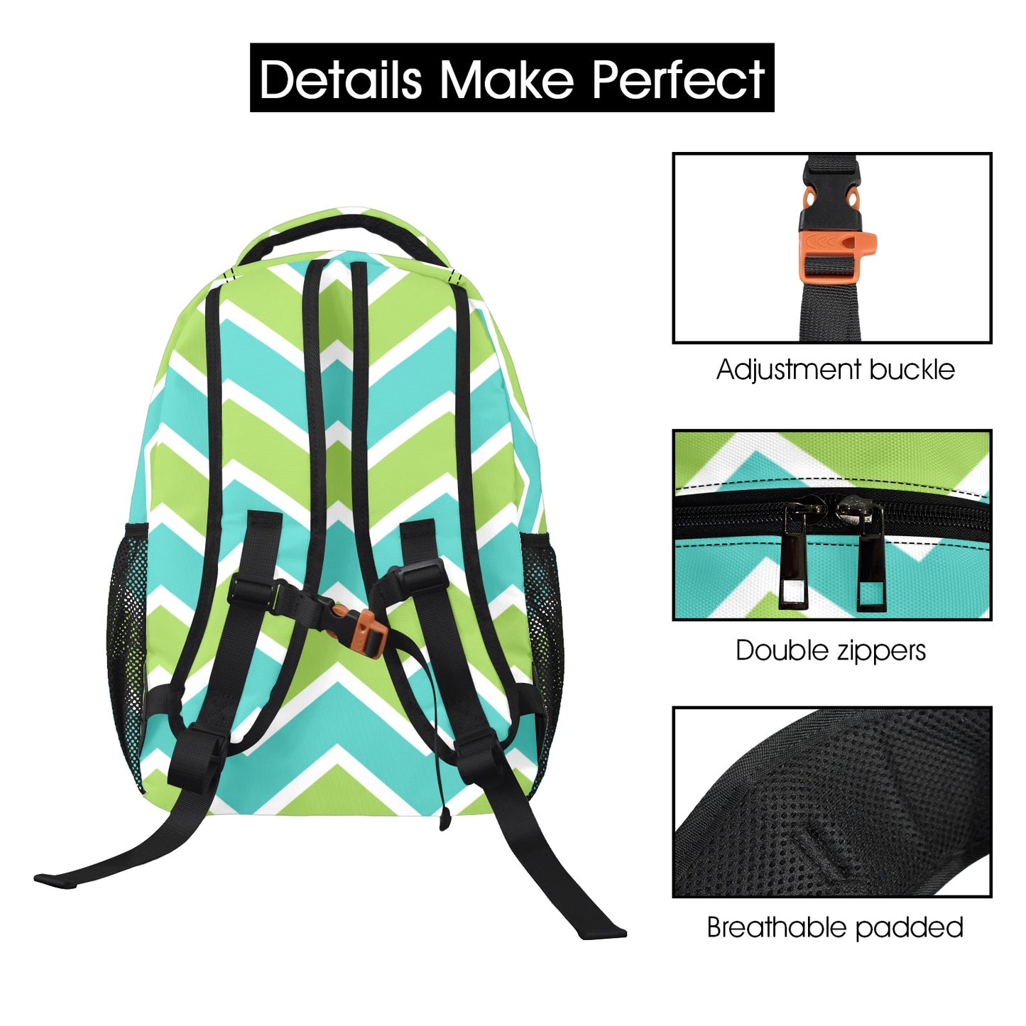 Green Zig Zag Casual Backpack