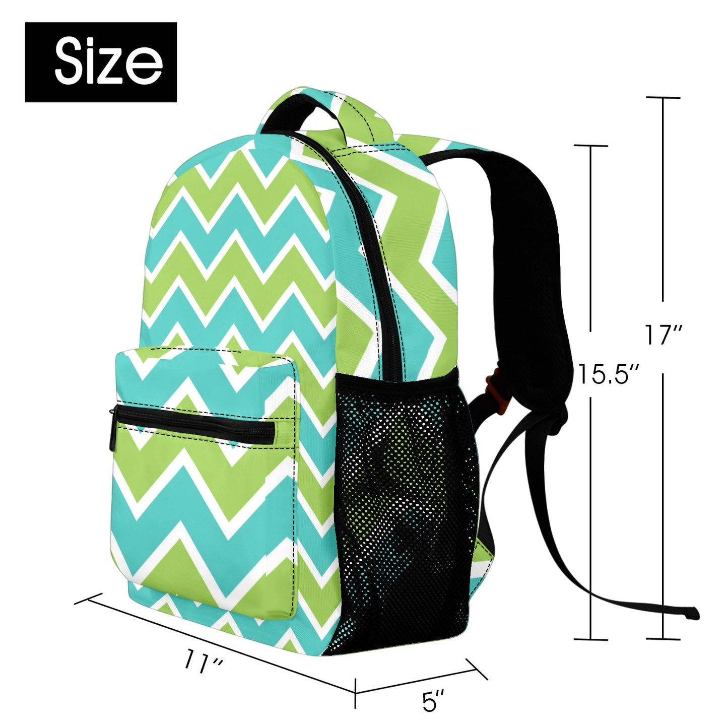 Green Zig Zag Casual Backpack