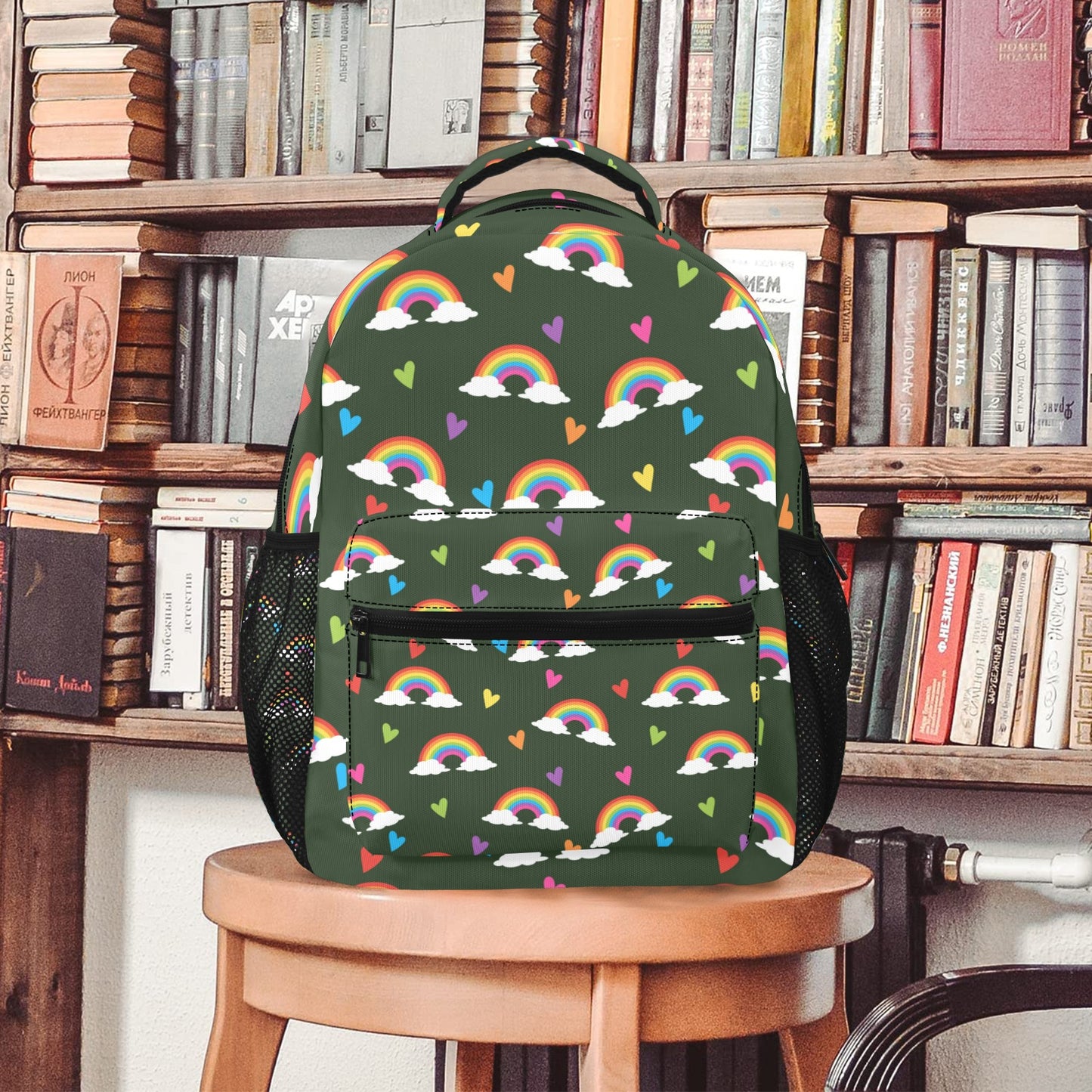 Rainbow Hearts Casual Backpack