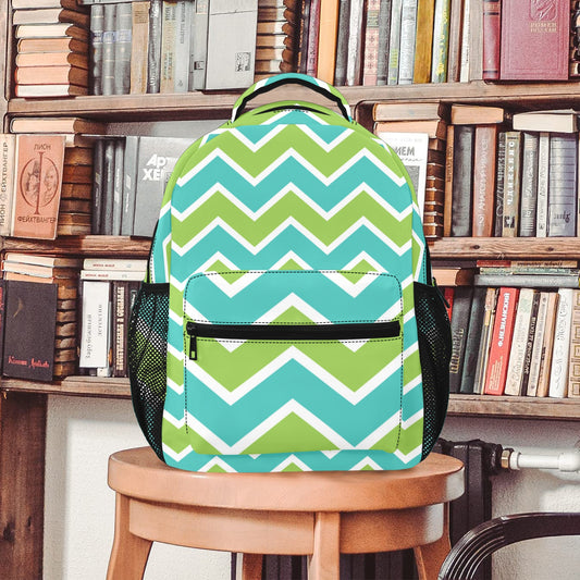 Green Zig Zag Casual Backpack