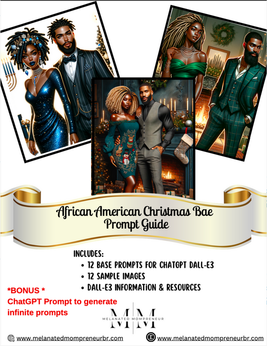 | African American Christmas Couple ChatGPT v4 & DALL-E3 Ai Art Prompt Guide